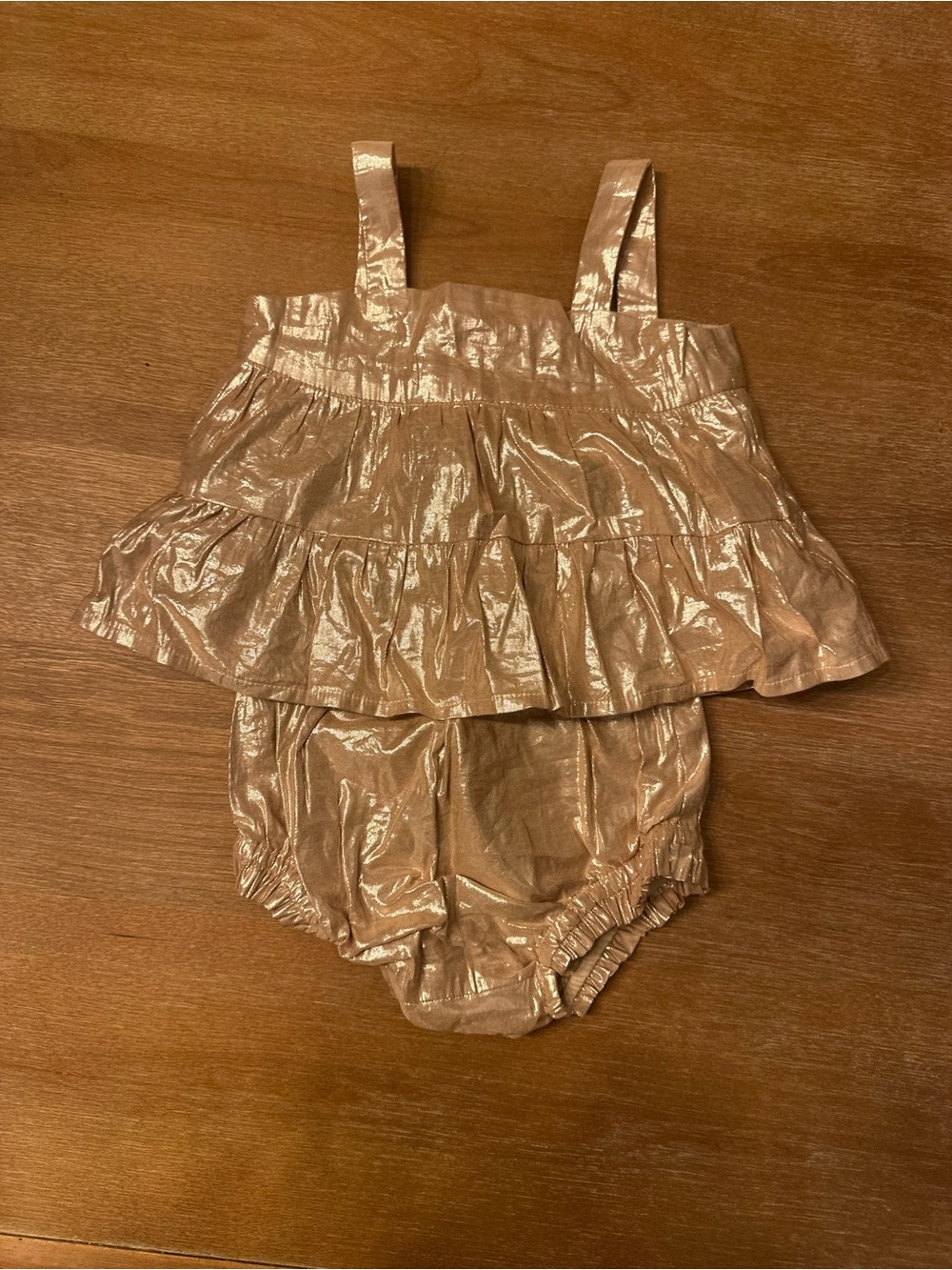 GAP Metallic Rose Gold Ruffle Diaper Cover Romper
